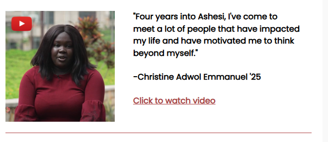 Ashesi 2025 Scholarships Stories