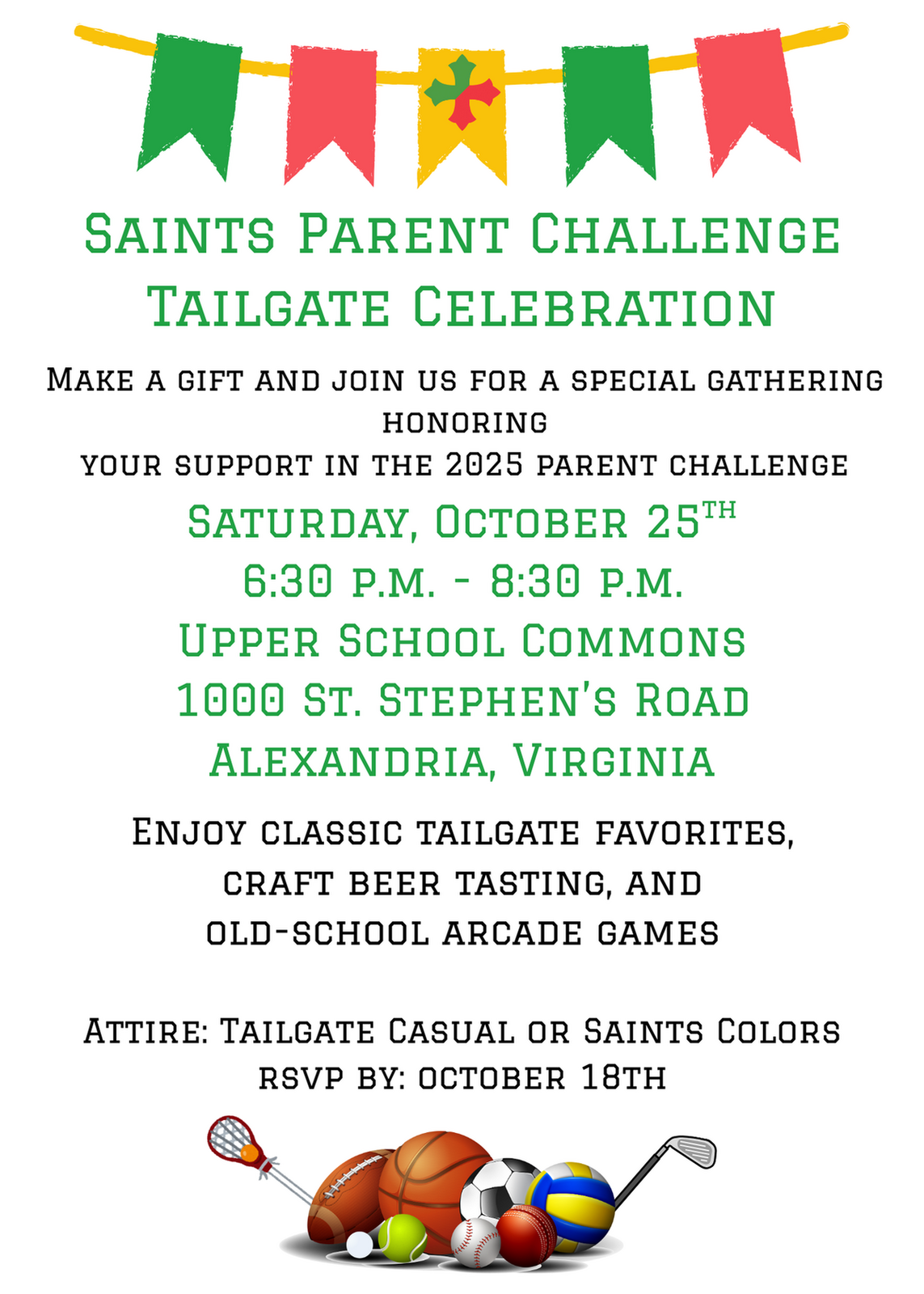Saints Parent Challenge Tailgate Celebration