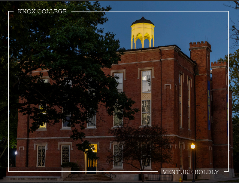 Photo of Old Main in the evening where the belltower is lit up Photo of Old Main in the evening where the belltower is lit up