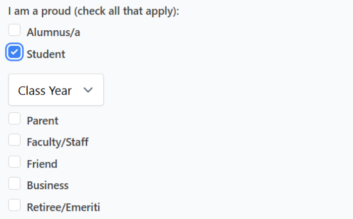 site checklist shows a check next to "student" site checklist shows a check next to "student"