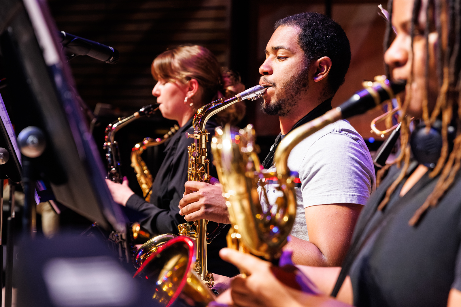 Saxophone students practicing Saxophone students practicing
