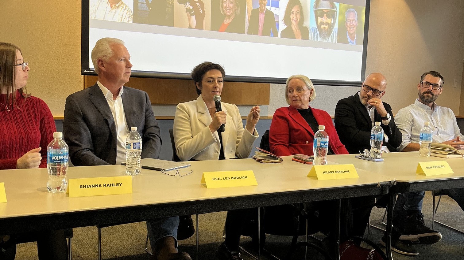 A group of NAU alumni speak at a Communications panel. A group of NAU alumni speak at a Communications panel.