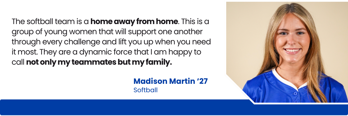 Quote from softball player Madison Martin '27
