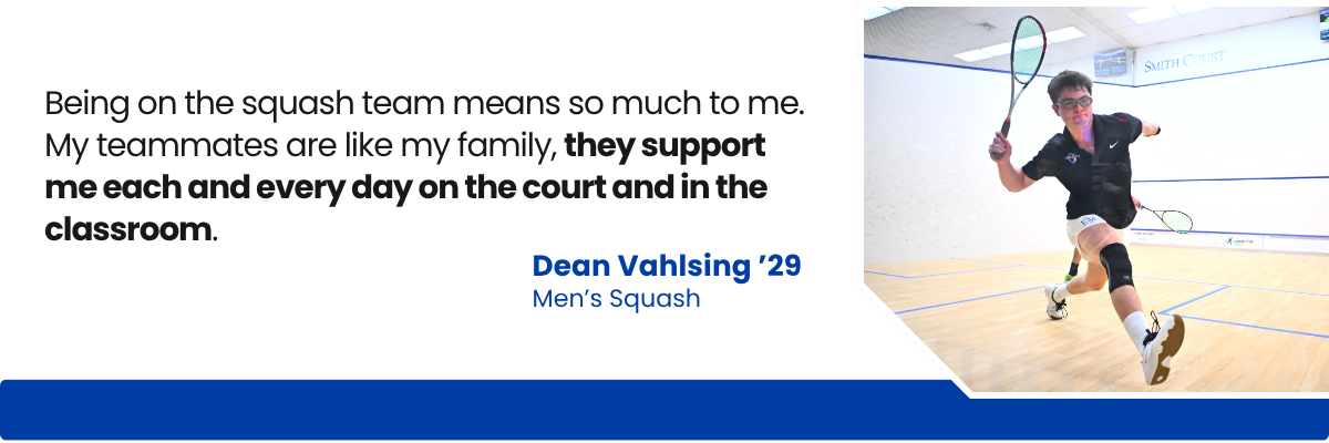 Quote from squash player Dean Vahlsing '29